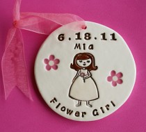 wedding photo - Personalized Flower Girl Ornament for Wedding Party - Custom Made to Order