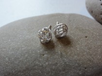 wedding photo - silver plated knot earrings ,wedding jewelry,silver knot earring,silver wire knot earrings