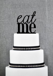wedding photo - Eat Me Cake Topper in your Choice of Colors, Funny Wedding Cake Topper, Modern Wedding Cake Topper, Unique Cake Topper