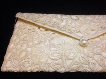 wedding photo -  Champagne Lace Clutch Purse, Envelope Clutch Purse, Philippines Cutwork Embroidery Clutch, Bridal Clutch Purse, Wedding Clutch, Jusi Silk