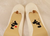 wedding photo - Mickey and Minnie Wedding Shoe Decals, High Heel Decals, Shoe Decals for Wedding, Wedding Shoe Decals, Disney Shoe Decals, Vinyl Shoe Decal