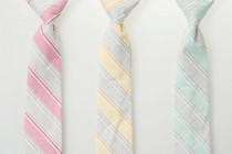 wedding photo - Boys Neckties - Gray Stripes - Pink, Yellow, or Mint - Ring Bearer Ties