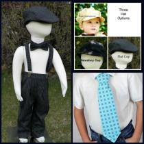 wedding photo - Boys suit size 5 to 8 boys, Mix and match set long pants, susupenders, hat, necktie, bow tie,