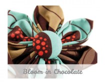 wedding photo - Chocolate and Blue Floral Dog Collar Flower - Bloom in Chocolate