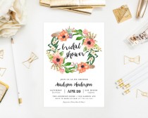 wedding photo - Printable - Boho Wreath Bridal Shower Invitation