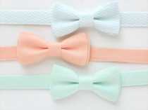 wedding photo - Boys bow tie, mint bow tie for kids, peach bow tie, wedding bow tie for ringbearers, groomsmen ties, boys photo prop, childrens bow tie