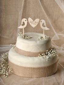 wedding photo - Rustic Cake Topper, Wood Cake Topper,  Lovebirds Cake Topper,  Lovebirds  Cake Topper, Wedding Cake Topper,