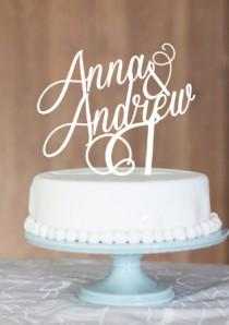 wedding photo - Swirls Anna & Andrew, wedding cake topper,names on cake,custom cake topper, cake topper, birthday cake topper, wedding cake toppers,french