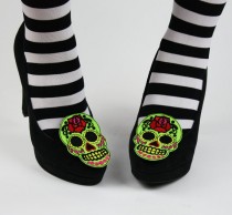 wedding photo - Sugar Skull Shoe Clips, Day of the Dead