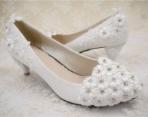 wedding photo - Wedding Shoes, Crystal Flowers Bridal Shoes, Ballet Flat Shoes, Floral Lace Wedding Shoes, Prom Shoes, Bridesmaid Shoes, Beaded Lace Shoes