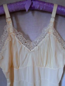 wedding photo - Vintage 1960s Sixties Carol Brent lingerie SLIP dress gown Medium 36" bust EMBROIDERY lace chiffon