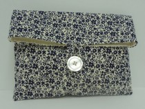 wedding photo - Navy Clutch Bridemaid Bag in Navy and Cream Floral Navy Blue Wedding - READY TO SHIP