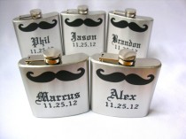 wedding photo - Gift for Groomsmen mustache flask -  6 ounce