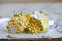 wedding photo - Felt Flower Garland Headband In Lemon Yellows