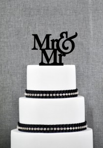 wedding photo - Mr and Mr Same Sex Wedding Cake Topper, Traditional and Elegant Wedding Cake Toppers in your Choice of Color, Modern Wedding Cake Topper