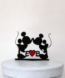 wedding photo - Custom Wedding Cake Topper - Mickey and Minni Wedding with your initials