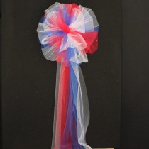wedding photo - Red White Blue Tulle Wedding Pew Bows Church Ceremony Asile July 4th Decorations