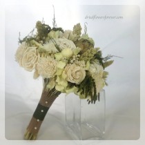 wedding photo - Woodland Moss Collection - Bridal Bouquet -  Natural dried and preserved flower wedding bouquets - green cream hydrangea sola artichoke