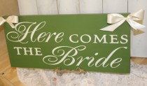 wedding photo - Here Comes the BRIDE Sign/Photo Prop/Reversible Options/Great Shower Gift/Lime Green/Ivory