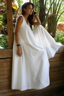 wedding photo - White Cotton Full Swing Bridal Wedding Lingerie Romance Honeymoon Dream Nightgown Sleepwear