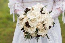 wedding photo - Bridal Bouquet - winter bridal bouquet - rustic bridal bouquet - woodland bridal bouquet - ivory bridal bouquet - pinecone bridal bouquet