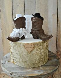 wedding photo - Country western wedding-cowboy boots wedding cake topper-western wedding-cowboy and cowgirl boots topper-boots wedding topper-rustic wedding