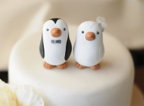 wedding photo - Wedding Cake Topper -- Penguin Cake Topper -- Small
