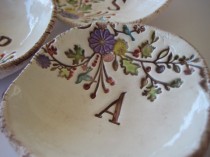 wedding photo - Bridesmaid Gift Dishes Spring and Summer Flowers Initial ONE (1) Dish Set NO. 2