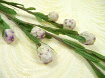 wedding photo - Vintage Millinery Flower Buds Protea Spray of 10 White Purple for Bouquets, Hats Corsage Crafts Weddings