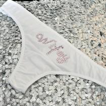 wedding photo - Bridal Panties, White Bridal Lingerie, Wedding Underwear, Rhinestone White Panties, Bride Thong