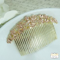 wedding photo - Bridal hair accessories, rose gold wedding hair comb, floral rhinestone hair comb hair comb wedding headpieces, vintage comb, silver comb