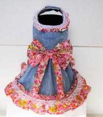 wedding photo - Dog Dress Puppy Clothes Denim and Lace Cowgirl Country Skirt
