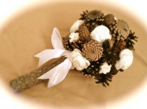 wedding photo - Rustic pine cone wedding bouquet