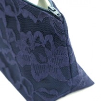 wedding photo - Navy Lace Bridesmaid Gift Clutch: Wedding Accessory, Something Blue, Cosmetic / Makeup Bag