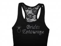 wedding photo - Bride's Entourage. Bachelorette Party Shirts. Bride Lace Tank Top Shirt. Will You Be My Bridesmaid. Just Married. Engaged. Wedding Tank Tops
