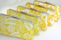 wedding photo - Yellow Bridesmaids Clutches / Lemon Wedding Clutch in Various Patterns / Design Your Own Clutch - Set of 6