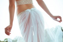 wedding photo - White Wedding Lingerie- Bridal Train Thong- Honeymoon Attire