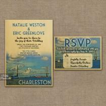 wedding photo - Charleston Wedding Invitation - Printable Charleston South Carolina Wedding Invites - Charleston Retro Wedding Suite or Solo VTW