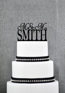 wedding photo - Traditional Last Name Wedding Cake Toppers, Unique Personalized Wedding Cake Topper, Elegant Custom Mr and Mrs Wedding Cake Toppers - S004