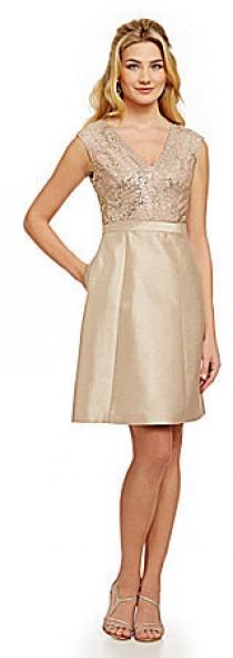 wedding photo - Kay Unger Sequined-Bodice Fit-and-Flare Dress