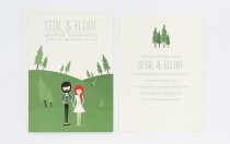 wedding photo - Rustic Wedding Invitation Illustration - Custom Illustrated Invite - Cecil & Elliot
