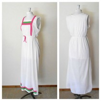 wedding photo - 70s Nylon Nightgown - Sleeveless - Womens Nightgowns - White Nightgown Lingerie - Summer Nightgown - Long Nightgown - Maxi - Full Length