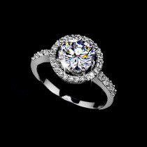 wedding photo - Round Cut Floating Halo Cubic Zirconia Engagement Ring 2 Carat Wedding Ring Diamond Round Ring Halo Ring Floating Diamond,  AR0012