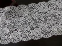 wedding photo - White Stretch Lace Fabric, Wedding Bridal Elastic Lace Trim, Wide Headband Lace, Gloves Lace Supply, Lingerie Fabric Sewing