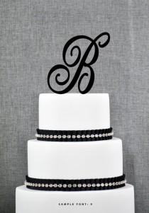 wedding photo - Personalized Monogram Initial Wedding Cake Toppers -Letter B, Custom Monogram Cake Toppers, Unique Cake Toppers, Traditional Initial Toppers