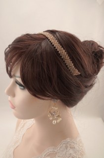wedding photo -  Rose gold bridal headband -Vintage inspired rose gold art deco crystal bridal headband-Tiara headpiece-Wedding jewelry