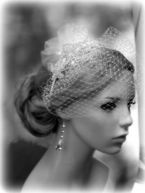 wedding photo - Wedding birdcage Veil, Bridal accessories, Crystal bridal Headpiece, Bridal Veil,  Wedding hair accessories