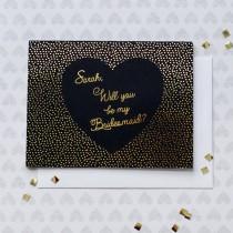 wedding photo - Gold Foil Will you be my Bridesmaid Card - Custom Name - With Envelope