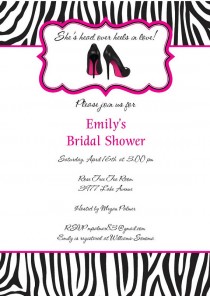 wedding photo - Zebra Bridal Shower Invitations - Stiletto Shoes Wedding Shower Invitation