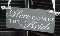 wedding photo - Here Comes the BRIDE Sign/Photo Prop/Great Shower Gift/Gray/pewter/Reversible Options